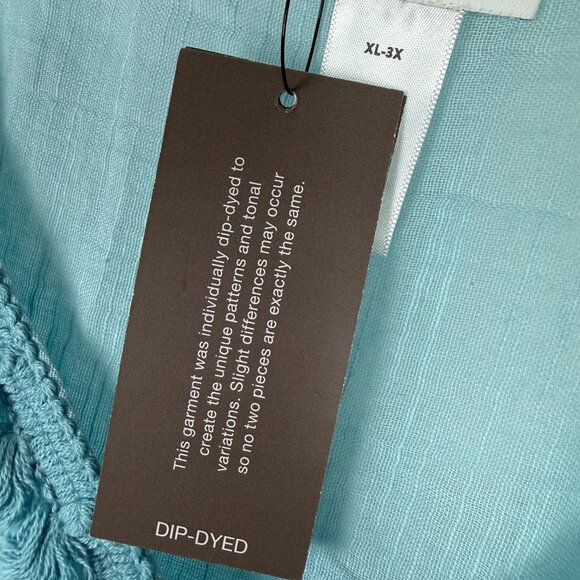 NWT J. Jill Ombre Poncho With Neckline Trim In Light Blue White Plus Size XL-3X - Picture 9 of 14
